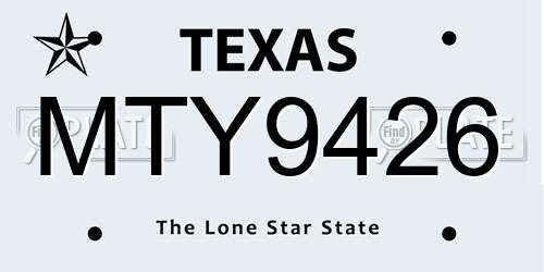 MTY9426 Texas License Plate