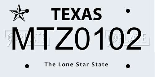 MTZ0102 Texas License Plate
