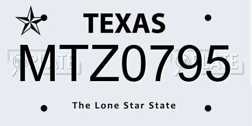 MTZ0795 Texas License Plate