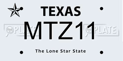 MTZ11 Texas License Plate