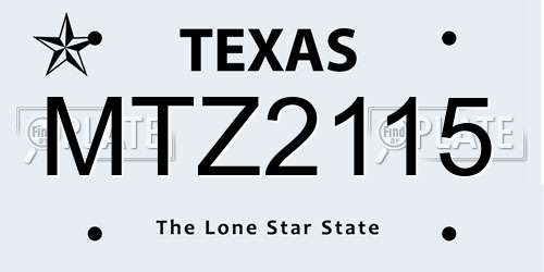 MTZ2115 Texas License Plate