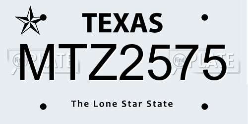 MTZ2575 Texas License Plate