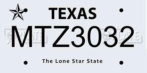 MTZ3032 Texas License Plate
