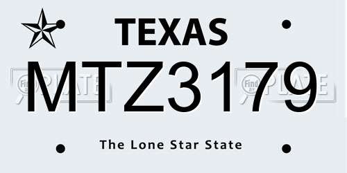 MTZ3179 Texas License Plate