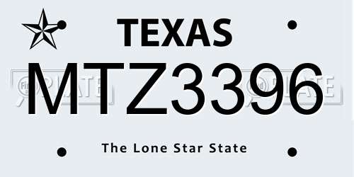 MTZ3396 Texas License Plate