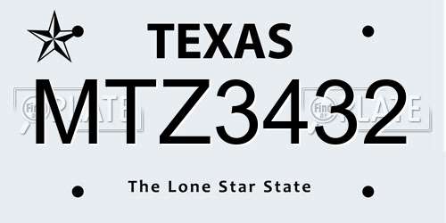 MTZ3432 Texas License Plate