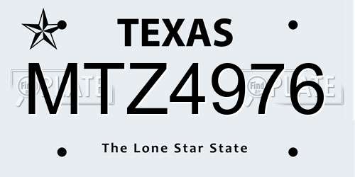 MTZ4976 Texas License Plate