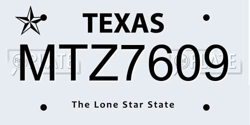 MTZ7609 Texas License Plate
