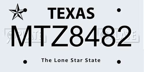 MTZ8482 Texas License Plate