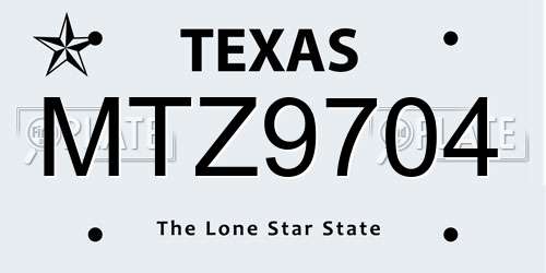 MTZ9704 Texas License Plate