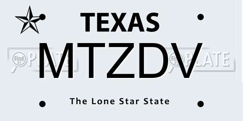 MTZDV Texas License Plate