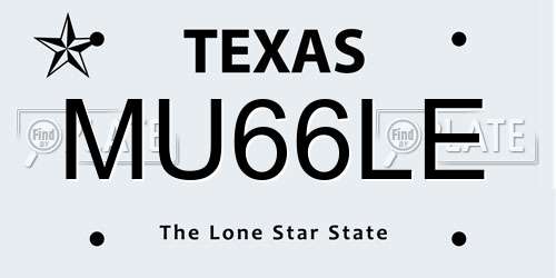 MU66LE Texas License Plate