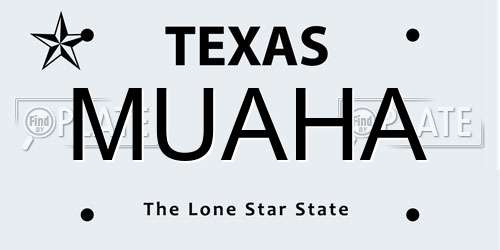 MUAHA Texas License Plate