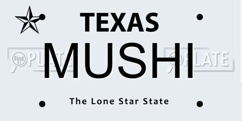 MUSHI Texas License Plate
