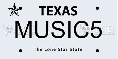 MUSIC5 Texas License Plate
