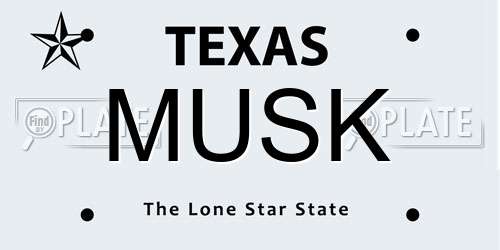 MUSK Texas License Plate