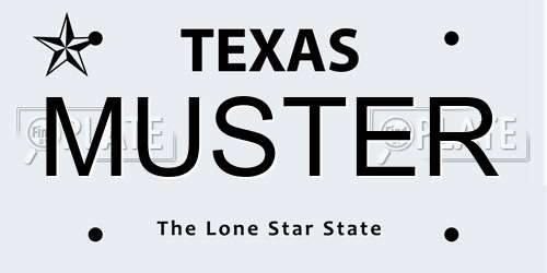MUSTER Texas License Plate