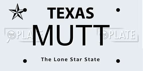 MUTT Texas License Plate