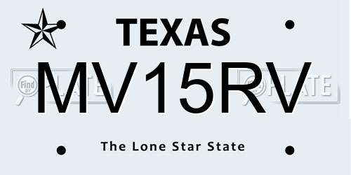 MV15RV Texas License Plate
