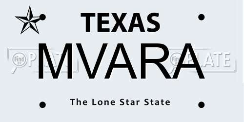 MVARA Texas License Plate