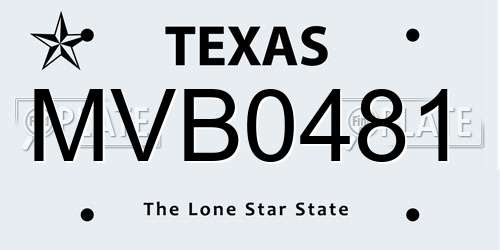 MVB0481 Texas License Plate