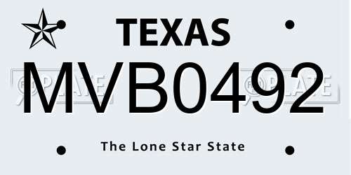 MVB0492 Texas License Plate