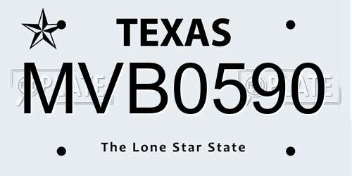 MVB0590 Texas License Plate