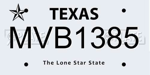 MVB1385 Texas License Plate