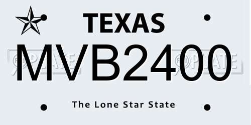 MVB2400 Texas License Plate
