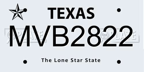 MVB2822 Texas License Plate