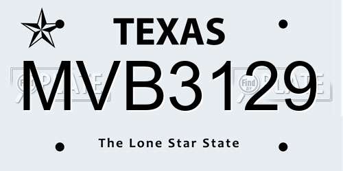 MVB3129 Texas License Plate