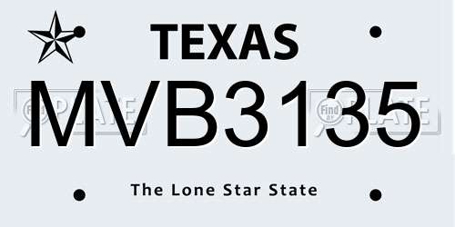MVB3135 Texas License Plate