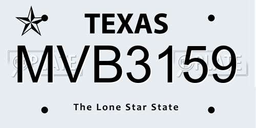 MVB3159 Texas License Plate