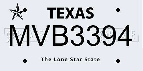 MVB3394 Texas License Plate