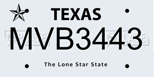 MVB3443 Texas License Plate