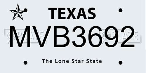 MVB3692 Texas License Plate