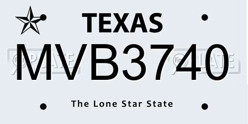 MVB3740 Texas License Plate
