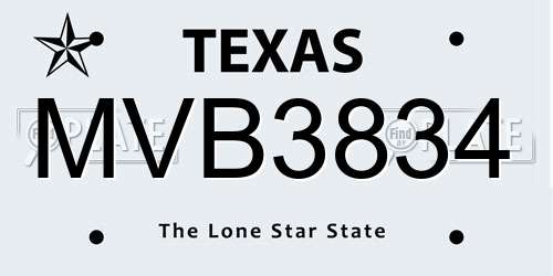 MVB3834 Texas License Plate