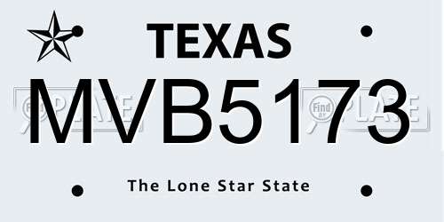 MVB5173 Texas License Plate