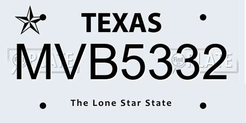 MVB5332 Texas License Plate