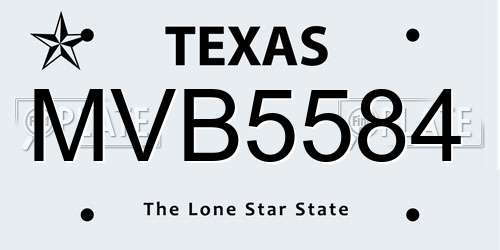 MVB5584 Texas License Plate