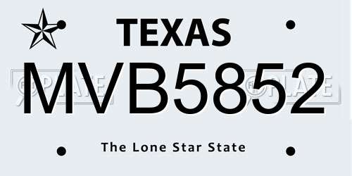 MVB5852 Texas License Plate