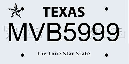 MVB5999 Texas License Plate