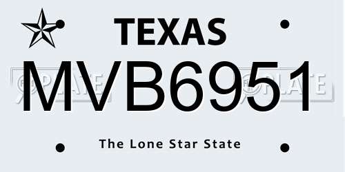 MVB6951 Texas License Plate