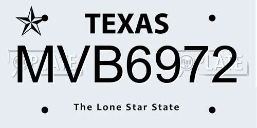 MVB6972 Texas License Plate