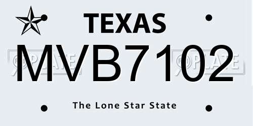 MVB7102 Texas License Plate
