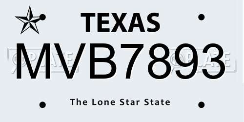 MVB7893 Texas License Plate