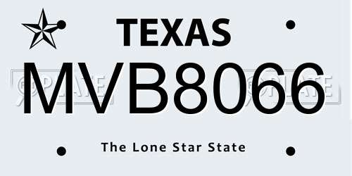 MVB8066 Texas License Plate