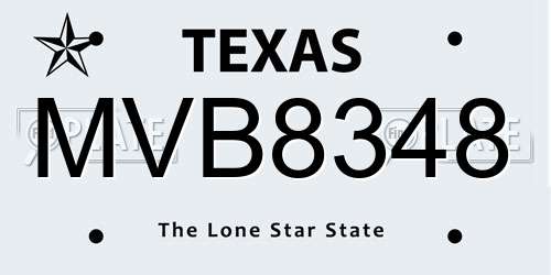 MVB8348 Texas License Plate
