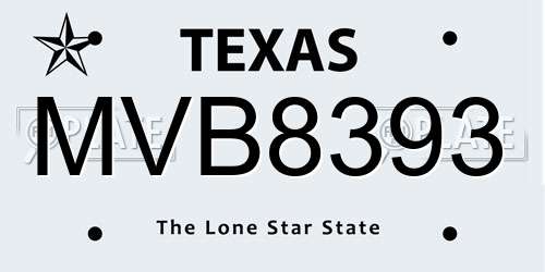 MVB8393 Texas License Plate